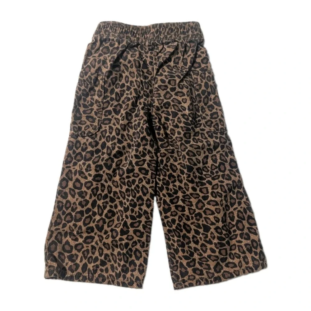 Baby Girls 2T Pants Bundle Old Navy Leopard Cat & Jack Bow Jeans Wide Leg